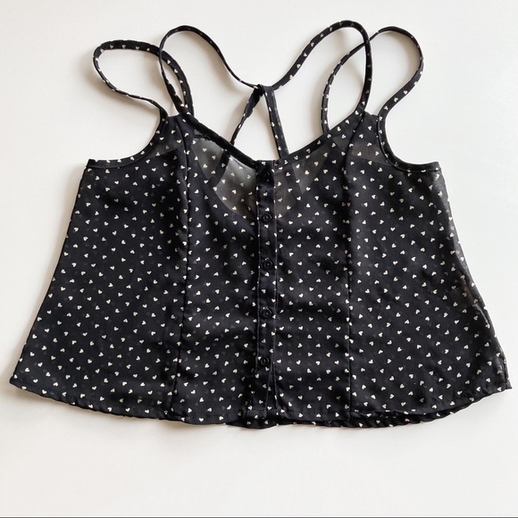 𝅺Brandy Melville Crossed Back Hearts Print Sheer Cami Tank Size M - Picture 2 of 12